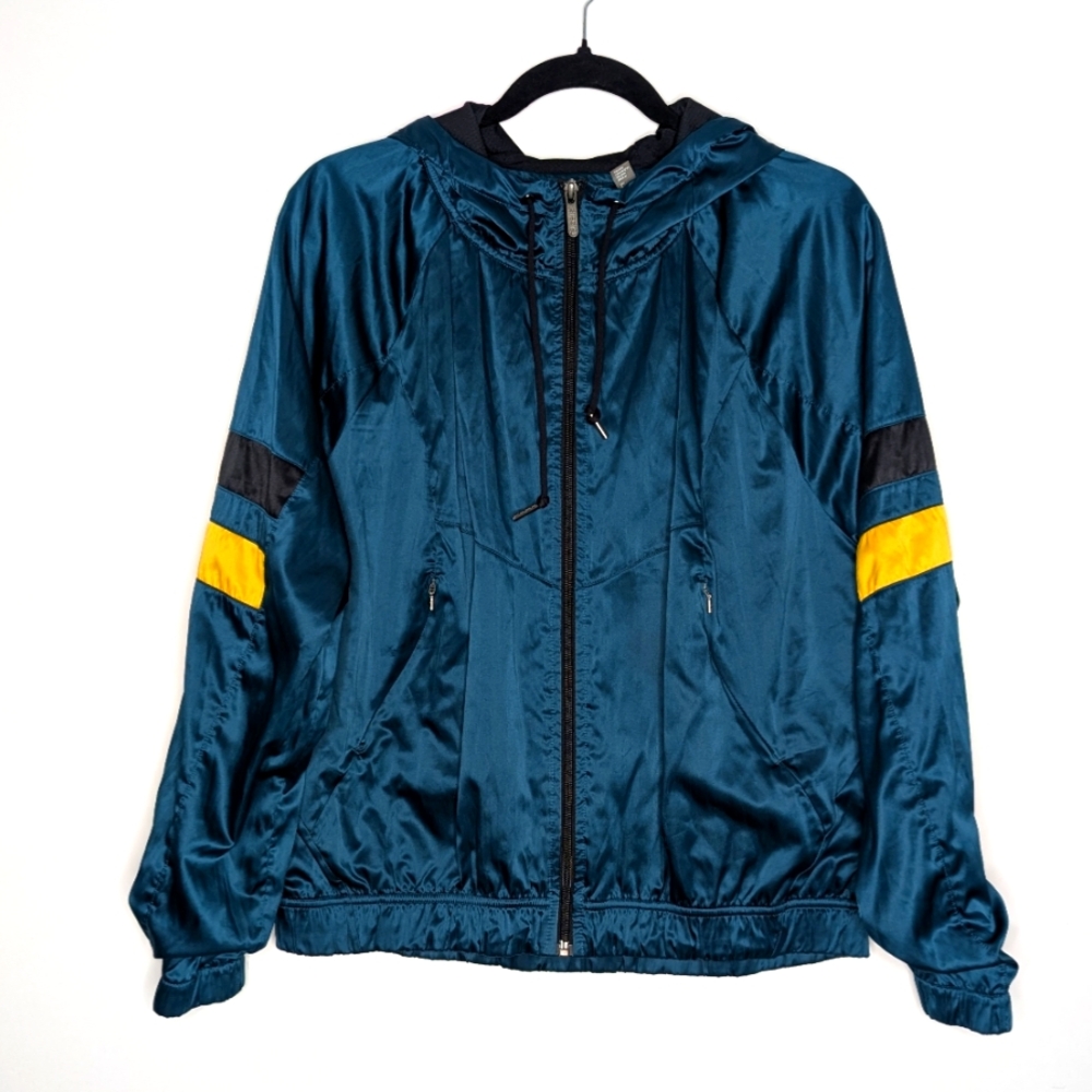 Teal Windbreaker Jacket with Hood - Women's